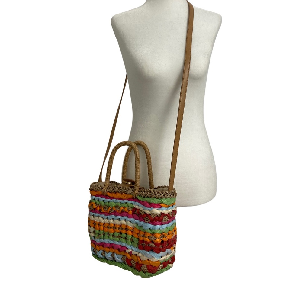 Multi-Colored Straw Summer Crossbody Bag